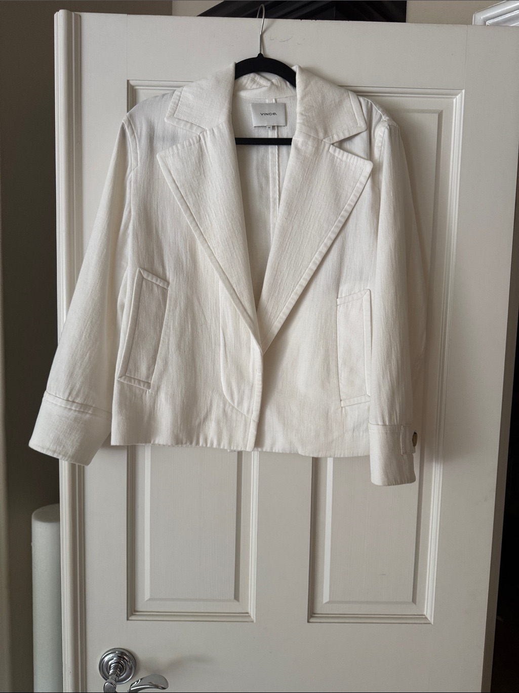 Vince Off-White Textured Open-Front Blazer